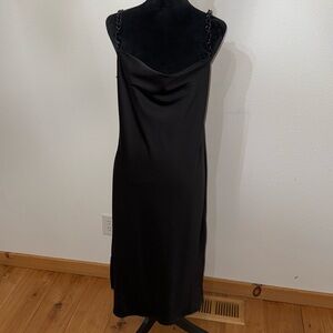Black midi slip dress